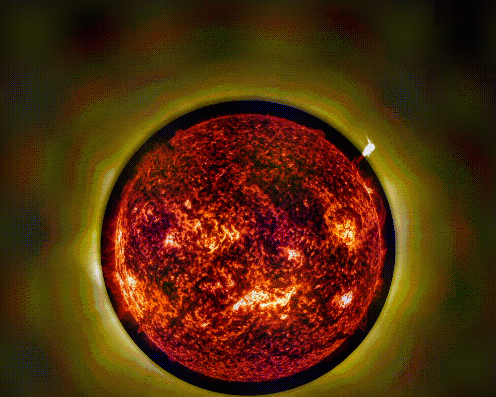 ESA divulga vídeo de três proeminências solares captadas em eclipse artificial - Imagem do artigo original