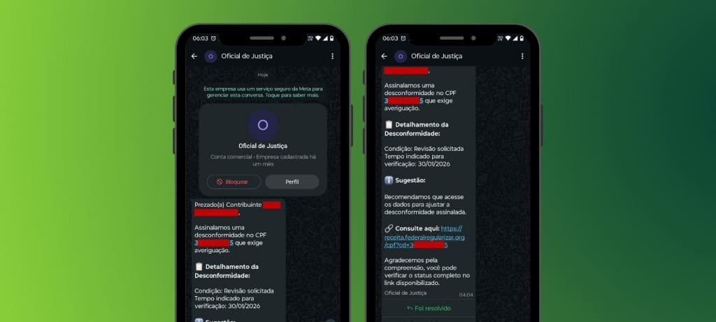 STJ emite alerta sobre golpe de falso oficial de justiça no WhatsApp - Imagem do artigo original