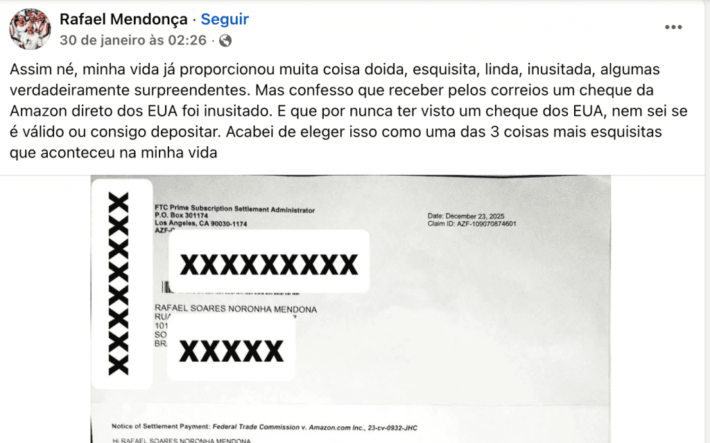 Amazon envia cheques a brasileiros após acordo bilionário com regulador dos EUA - Imagem do artigo original