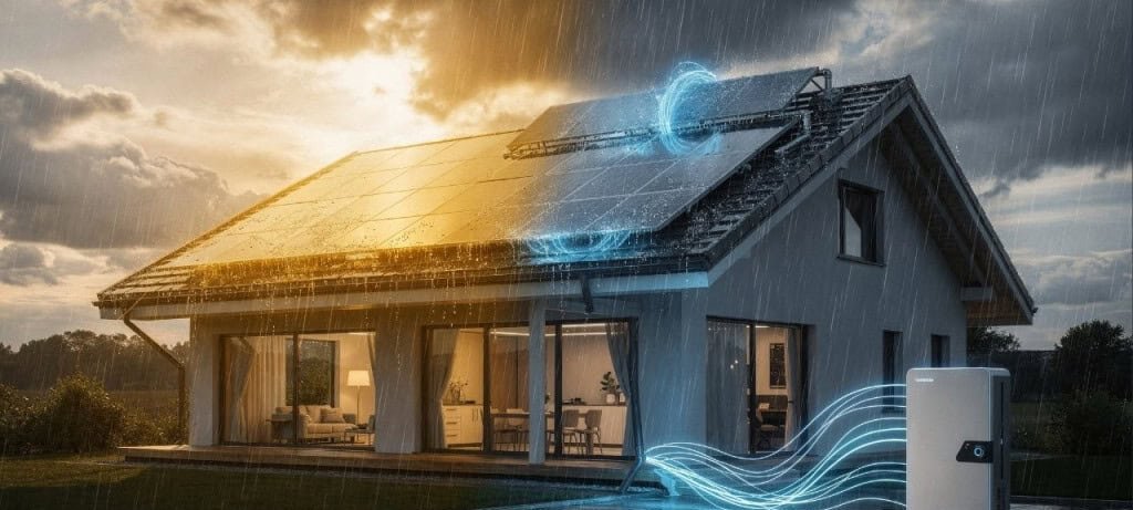 Sistema converte impacto de gotas de chuva em eletricidade e amplia eficiência de painéis solares - Imagem do artigo original