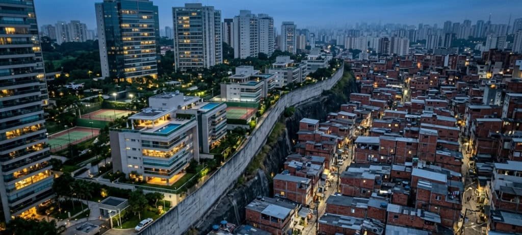 Barreira invisível separa condomínios de luxo e comunidades nas grandes cidades brasileiras - Imagem do artigo original